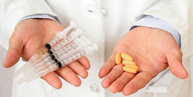 injekciók és tabletták a derékfájás kezelésére